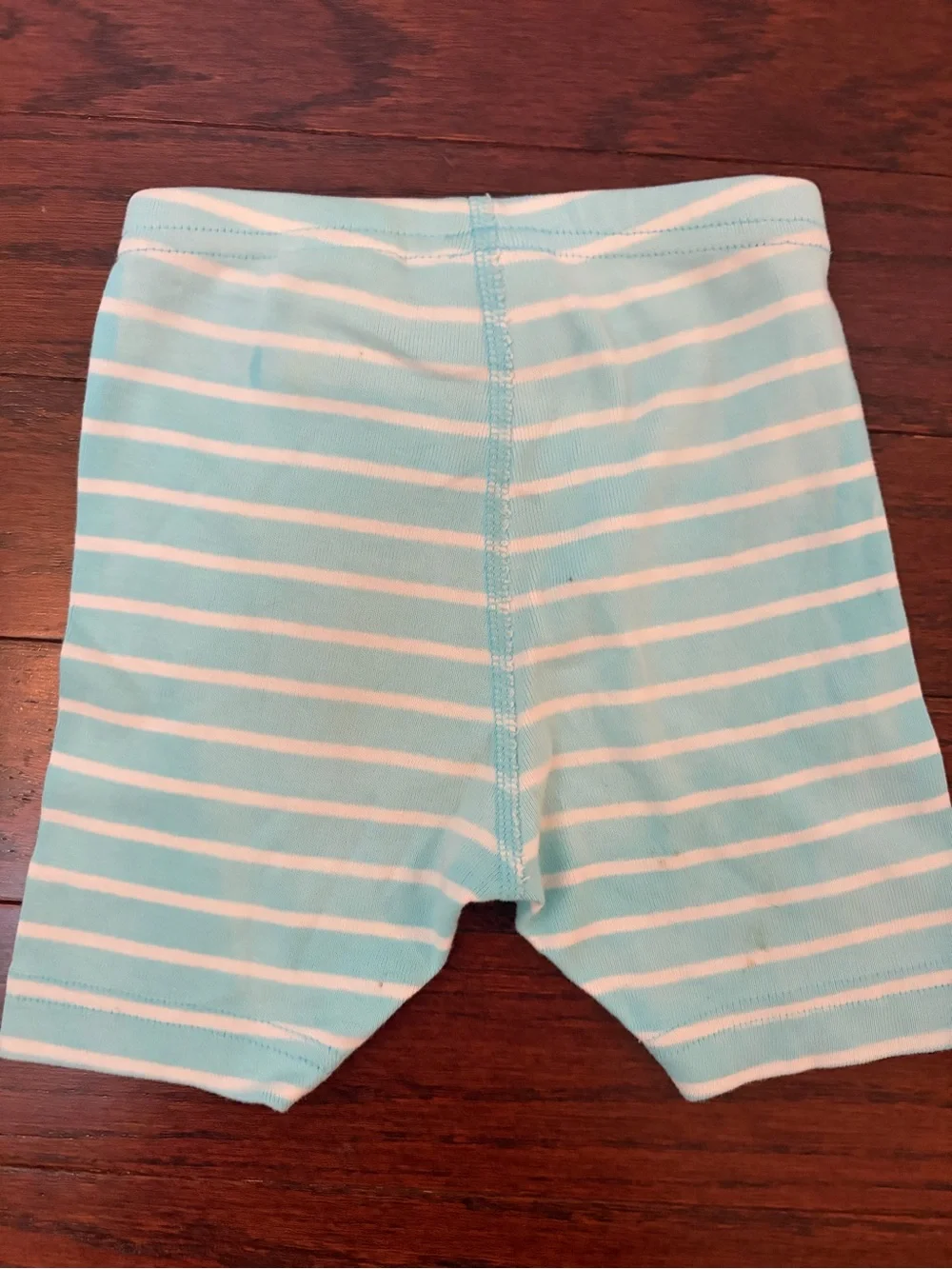 Hanna Andersson Aqua and White Striped Cotton Shorts 80 18-24mos
